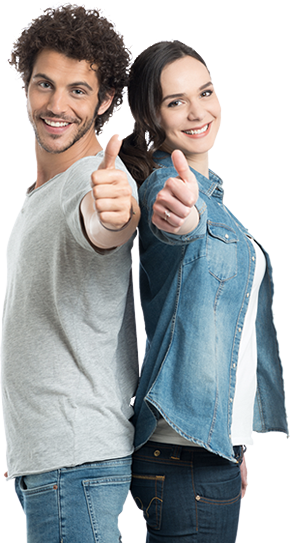 Happy Cash Quick Auto customers giving a thumbs up